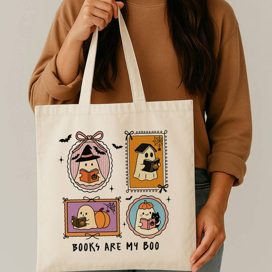 Books Are My Boo Book Lover Canvas Tote Bag