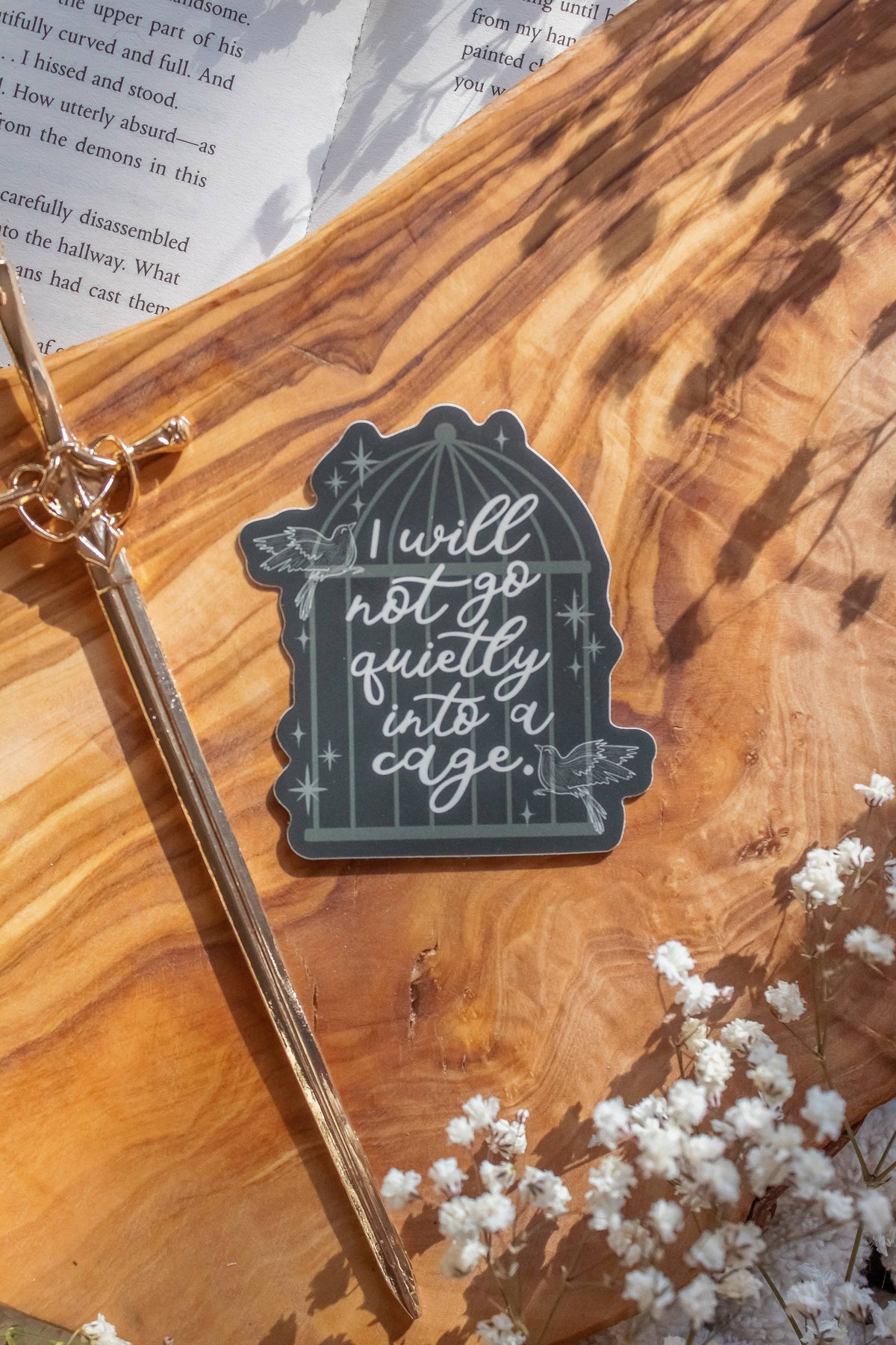 Shield of Sparrows Cage Quote Vinyl Sticker