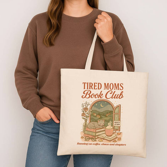 Tired Moms Book Club Canvas Tote Bag